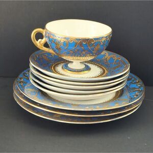 Antique hand Painted Japanese Nippon Tea cup saucer 9 pc set